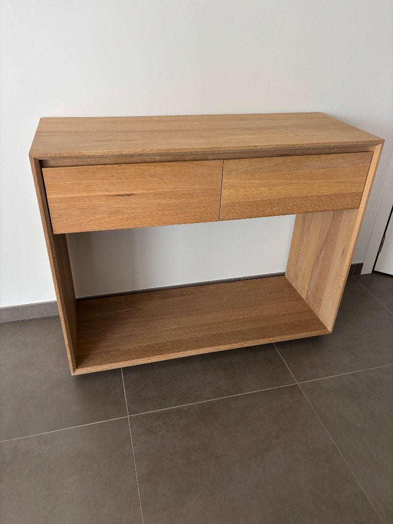 Massief eiken ladekastje, Huis en Inrichting, Kasten | Ladekasten, Ophalen, 1 of 2 laden, Eikenhout, 50 tot 100 cm
