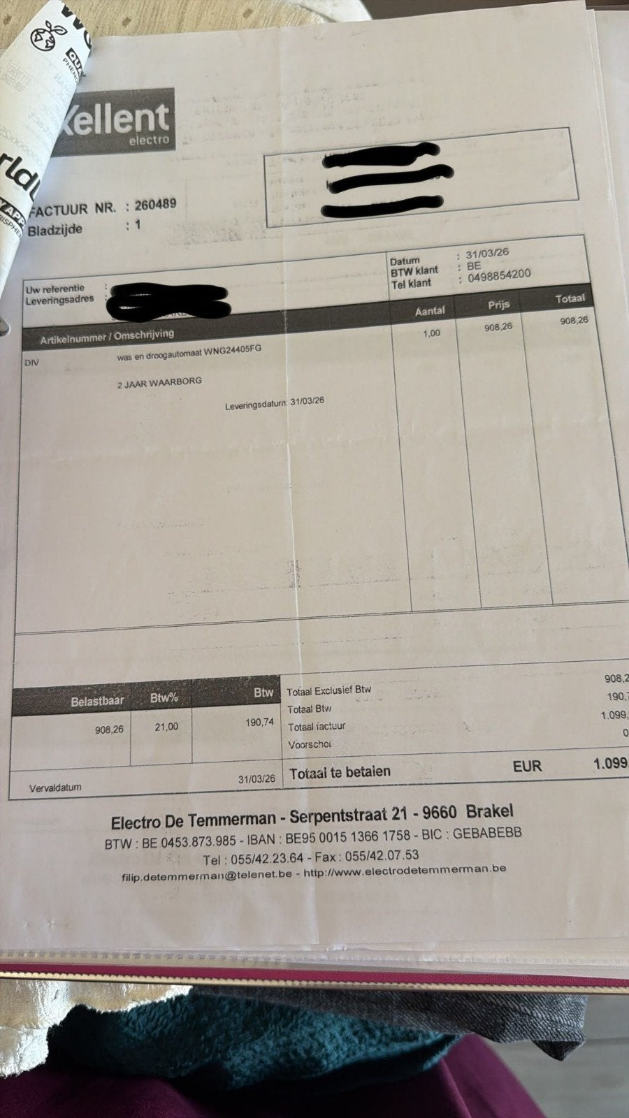 Bosch was en droog combi machine, Ophalen