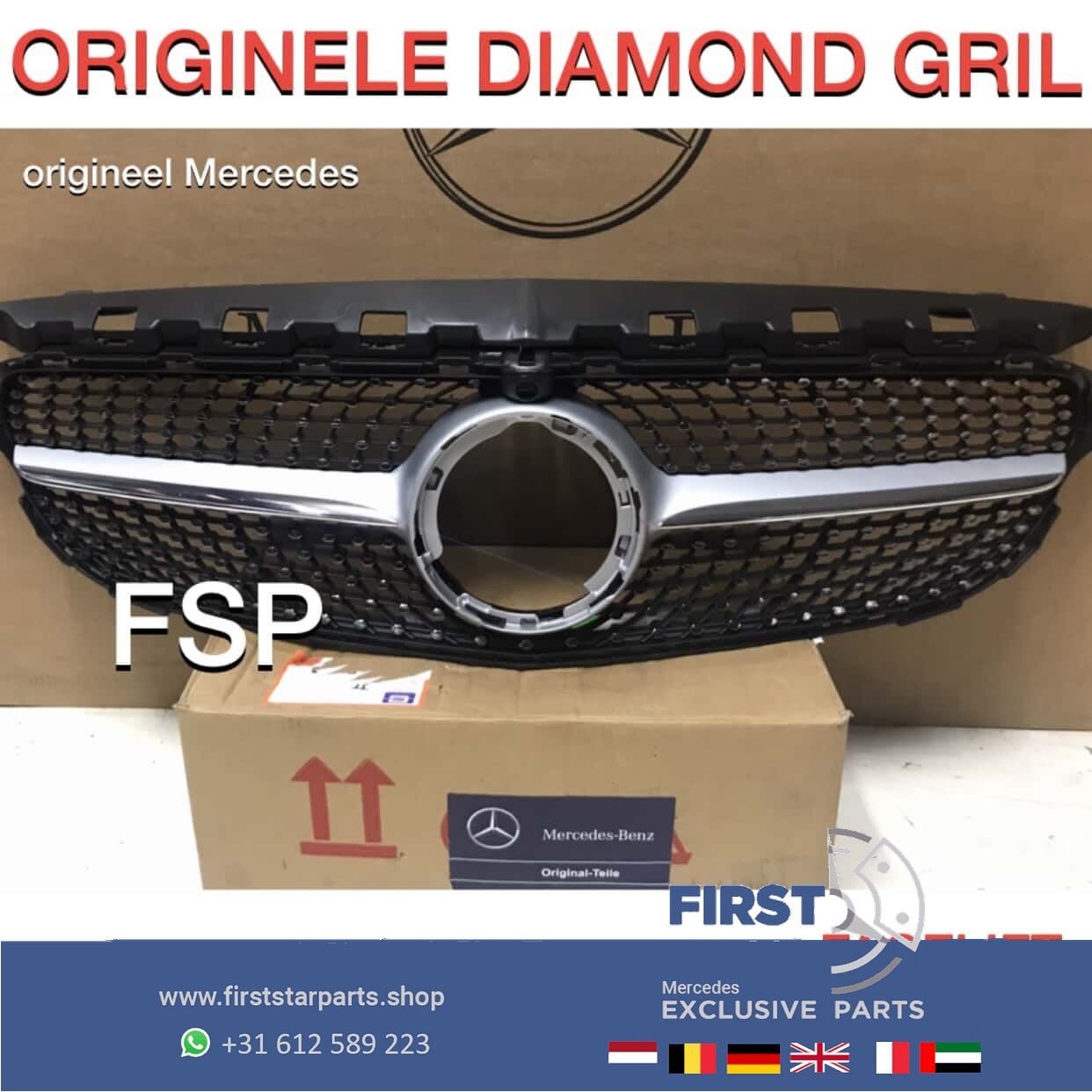 W205 C205 FACELIFT C43 AMG DIAMOND GRIL ORIGINEEL Mercedes C, Gebruikt, -, Ophalen of Verzenden, -