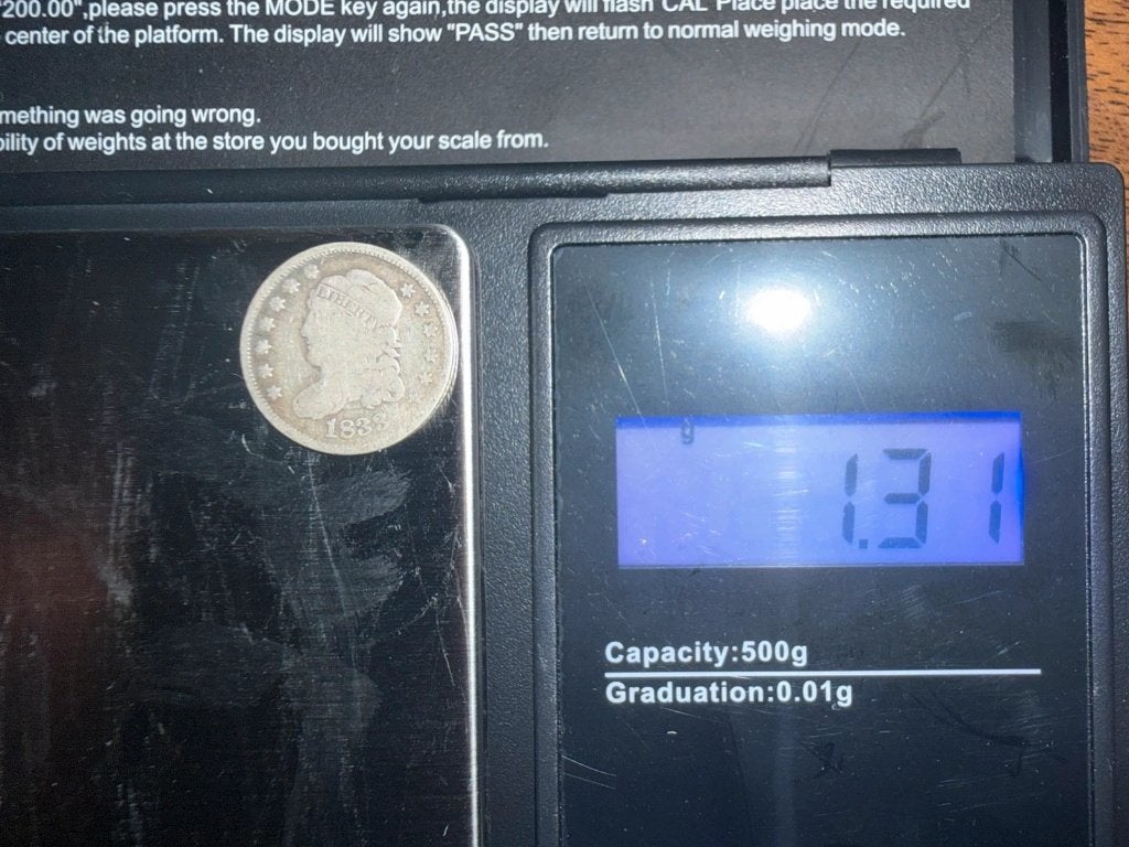 Munt USA Half Dime 1833 zilver Capped Bust 5 cent, Ophalen of Verzenden, Noord-Amerika, Losse munt, Zilver