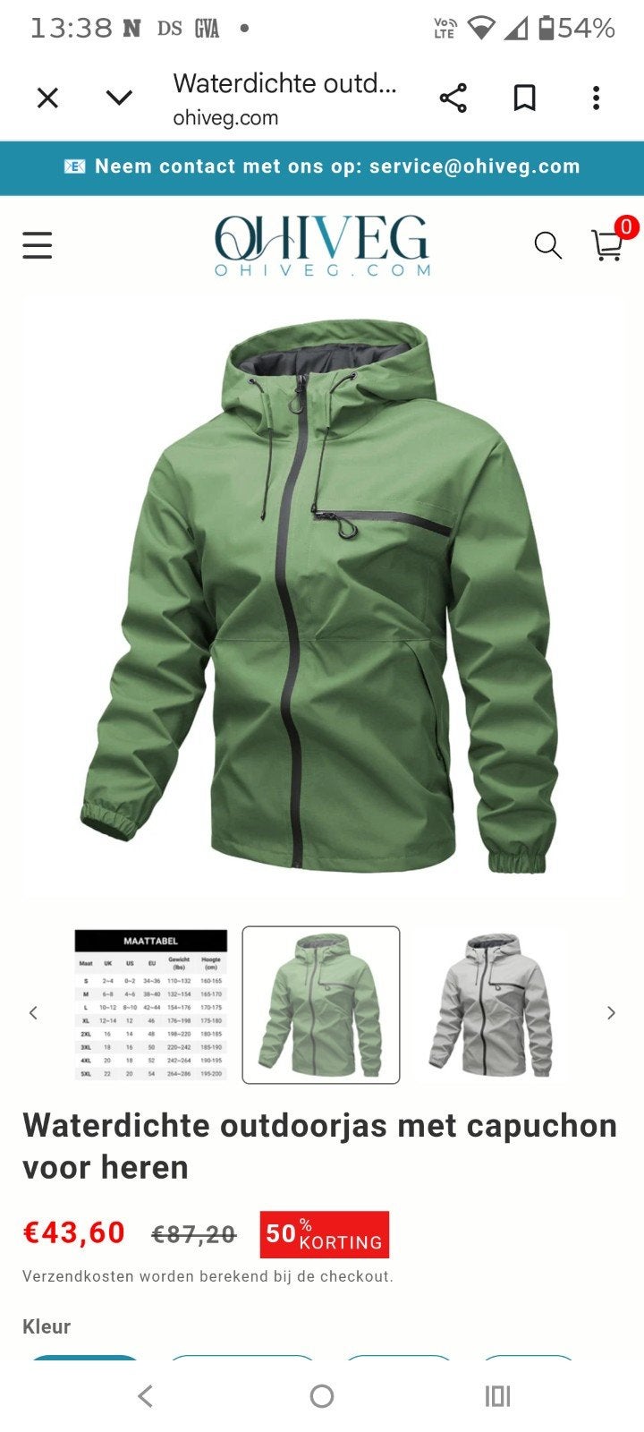 waterdichte outdoor jas met capuchon voor heren, Ophalen of Verzenden, Nieuw, Regenjas, Heren