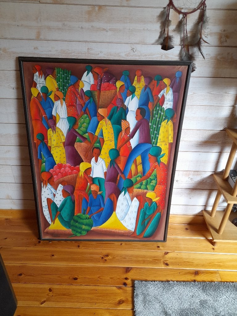 Kleurrijk schilderij vanuit Sint Maarten, Antiek en Kunst, Ophalen