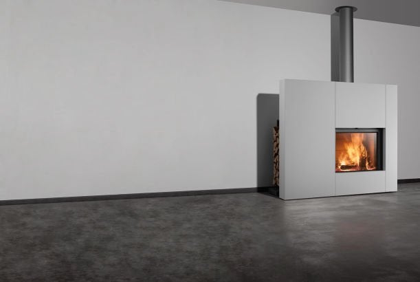Stuv haard 21/85SF met plaatsklare schouw SF2 air wit gelakt, Enlèvement, Comme neuf, Cheminée au bois