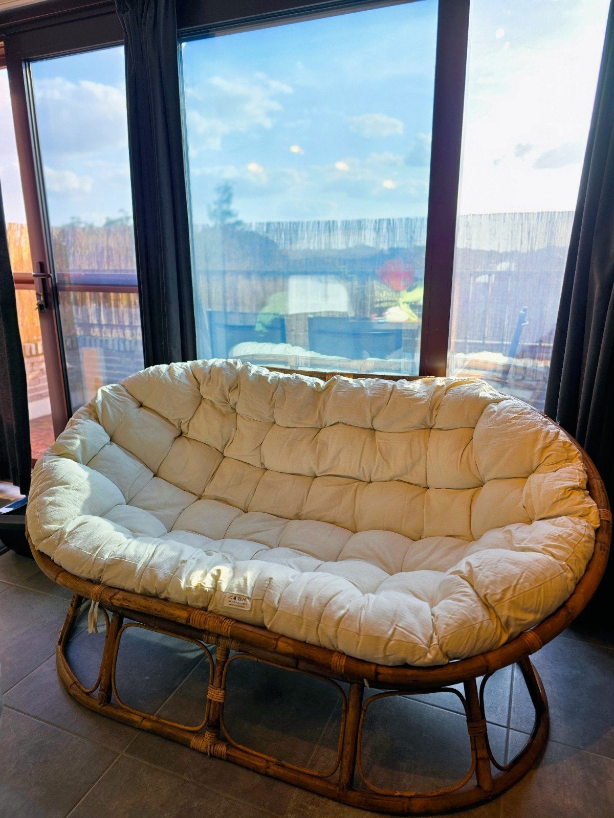 Set van 2 prachtige rotan loungestoelen. Papasan & Mamasan, Huis en Inrichting, Zetels | Zetels en Chaises Longues, Ophalen, 100 tot 125 cm