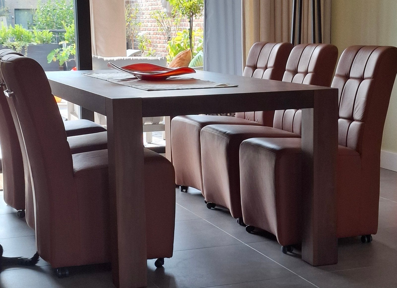 Eethoek kersenhout, Huis en Inrichting, Ophalen, Zo goed als nieuw, Moderne look, 4 tot 6 stoelen