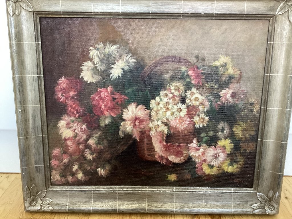 Peinture Les fleurs signé M. T'SJoen. P26003/FB., Enlèvement ou Envoi, Fleurs, Panneau