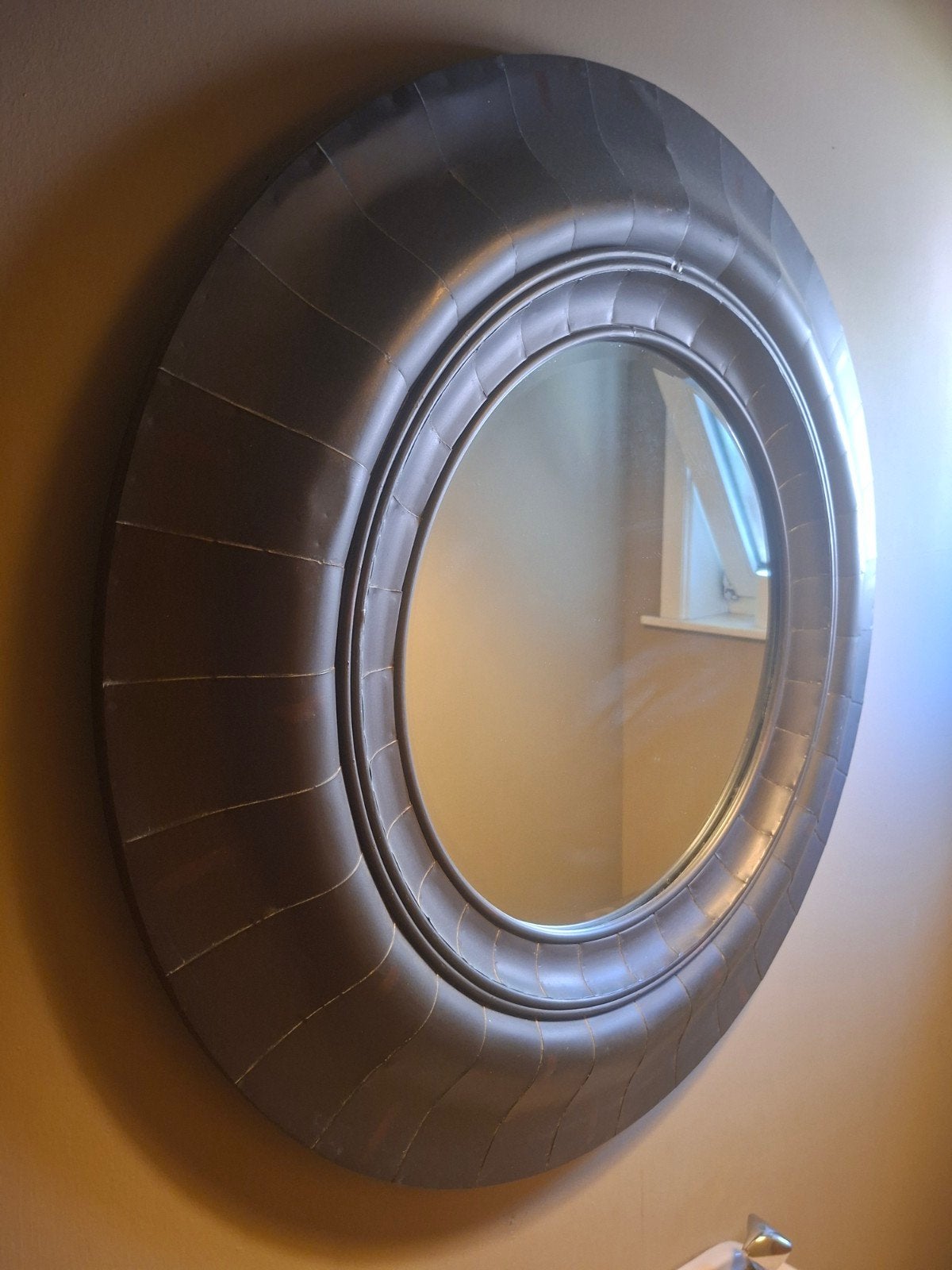 Grote bruin zwarte spiegel diameter 89, Huis en Inrichting, Woonaccessoires | Spiegels, Ophalen