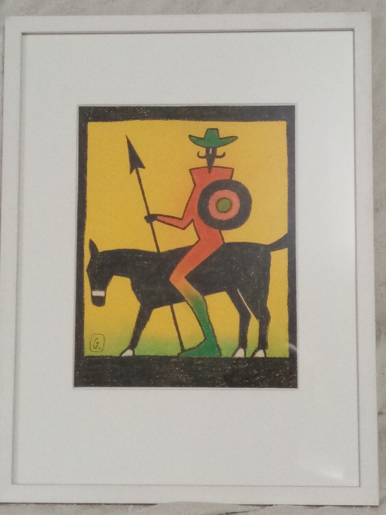 Œuvre de Josse Goffin « Don Quichotte » sous cadre (42x32cm), Antiquités & Art, Enlèvement