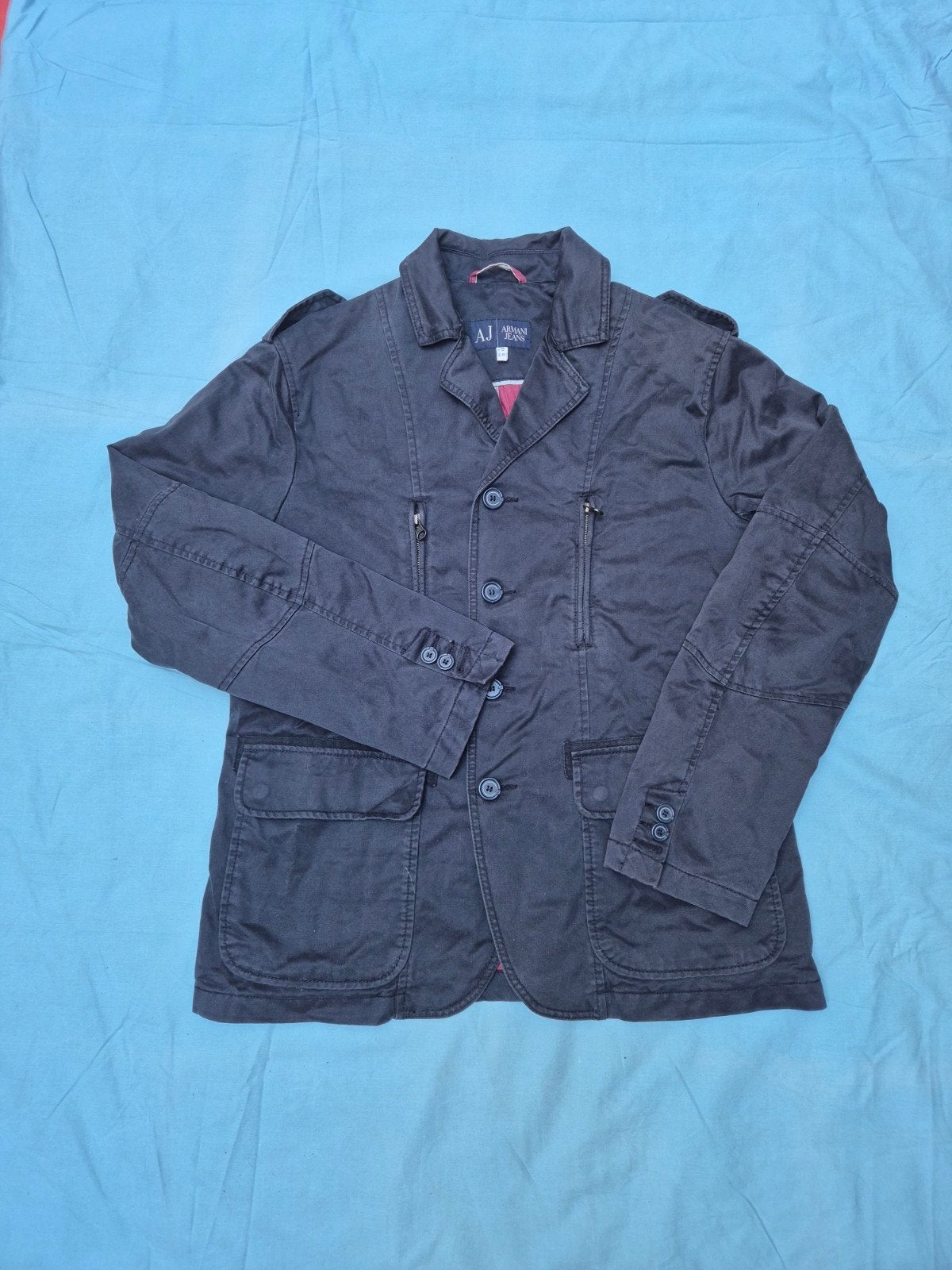 Armani Jeans vintage blazerjack - militaire werkkledingstijl, Ophalen, Armani Jeans, Blauw, Maat 56/58 (XL)