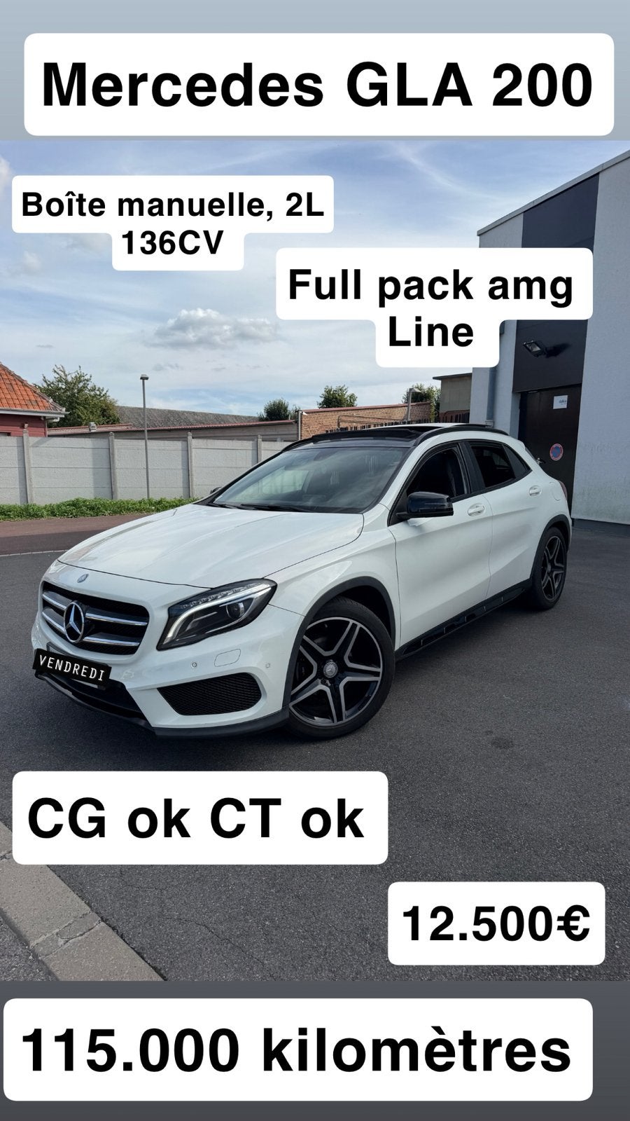 Mercedes GLA 200 2L 136CV AMG LINE-pakket, Ophalen