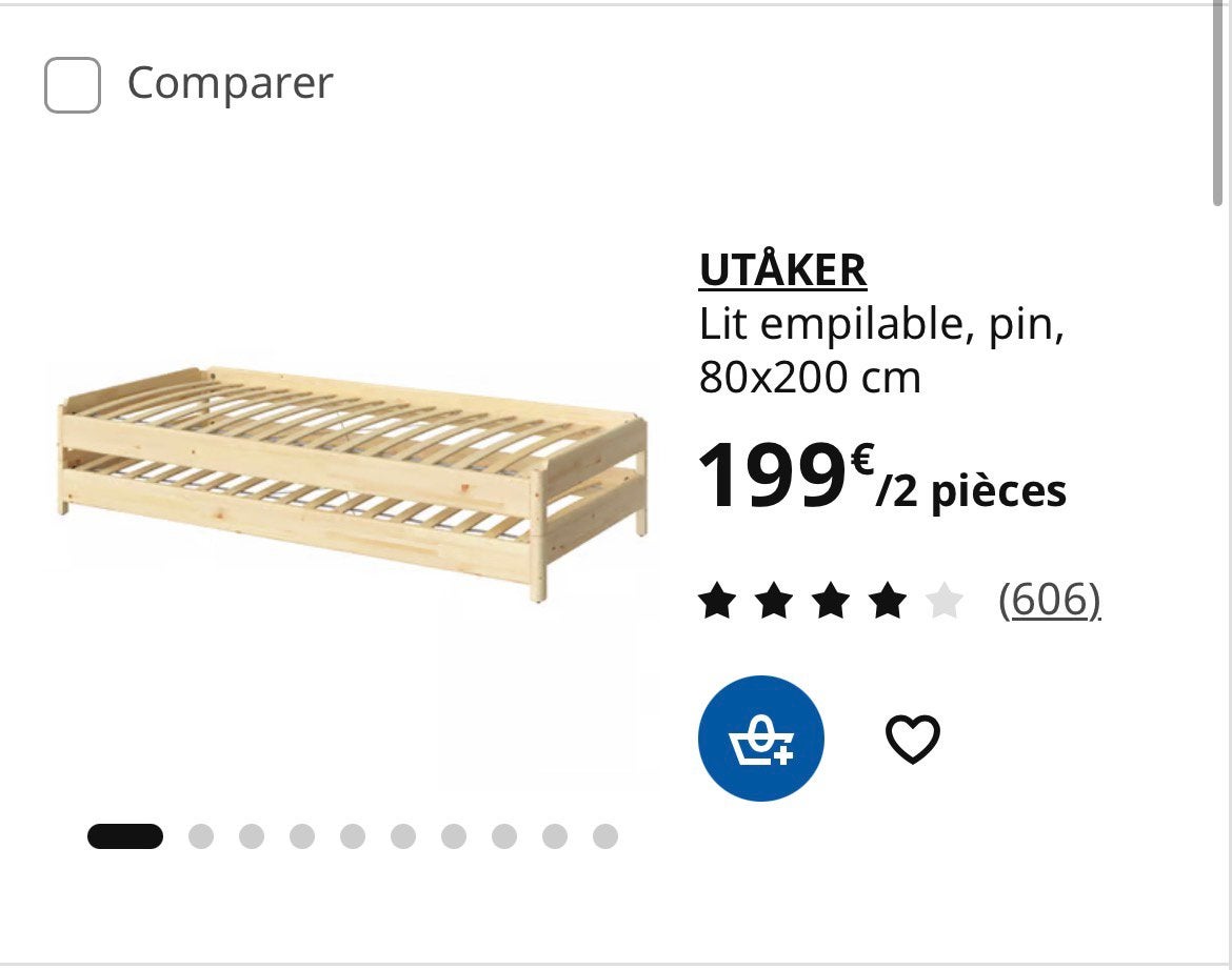 Lit empilable, Maison & Meubles, Sommier, 200 cm, Une personne, Comme neuf