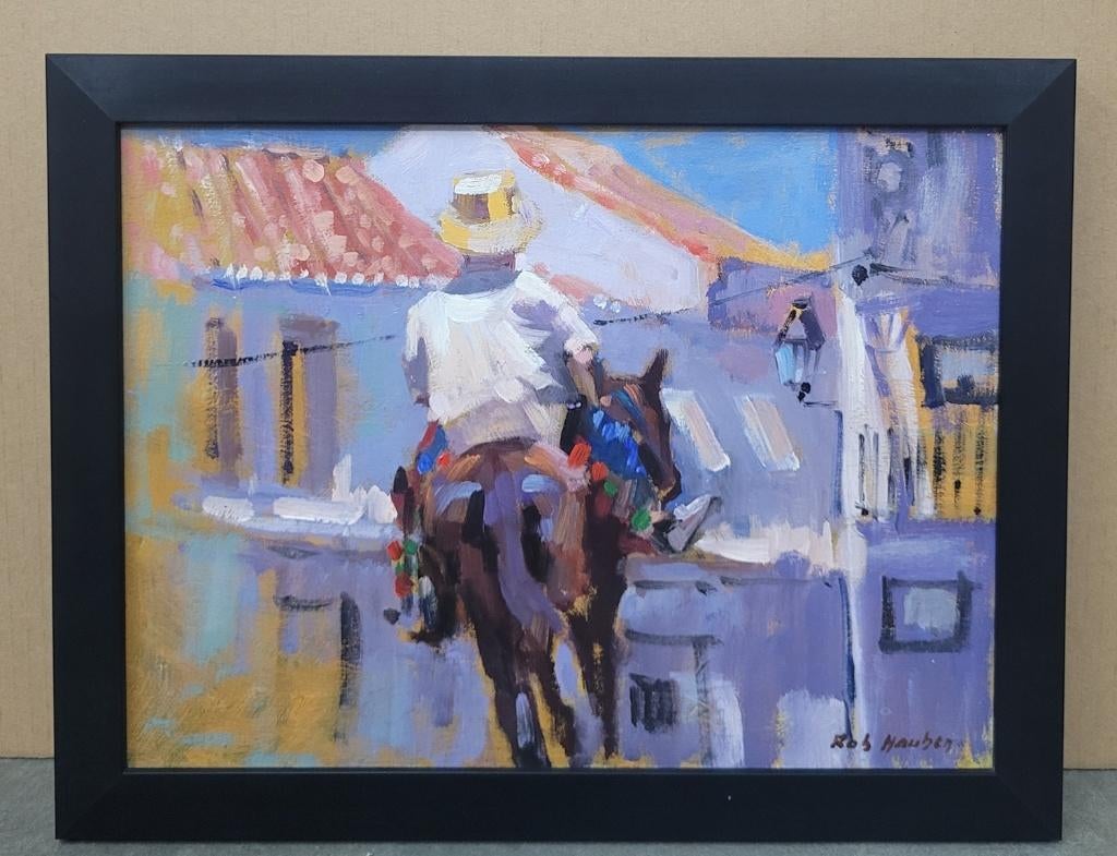 Robert HAUBEN, met de ezel door Mijas in Spanje, Antiek en Kunst, Ophalen of Verzenden
