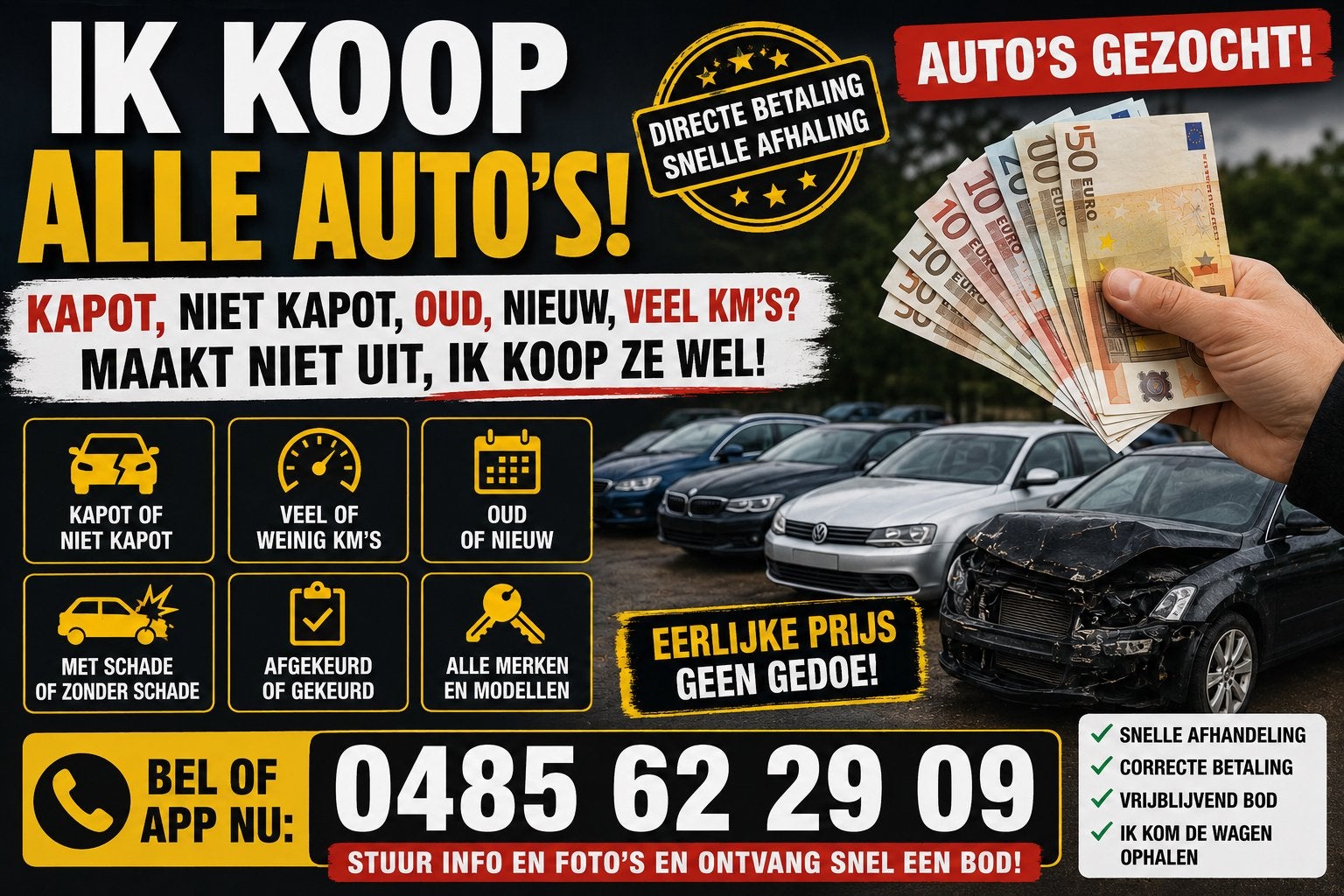 Wij Kopen Alle Wagens – Veel KM’s Of Schade Geen Probleem, Contacten en Berichten, Advies en Oproepen