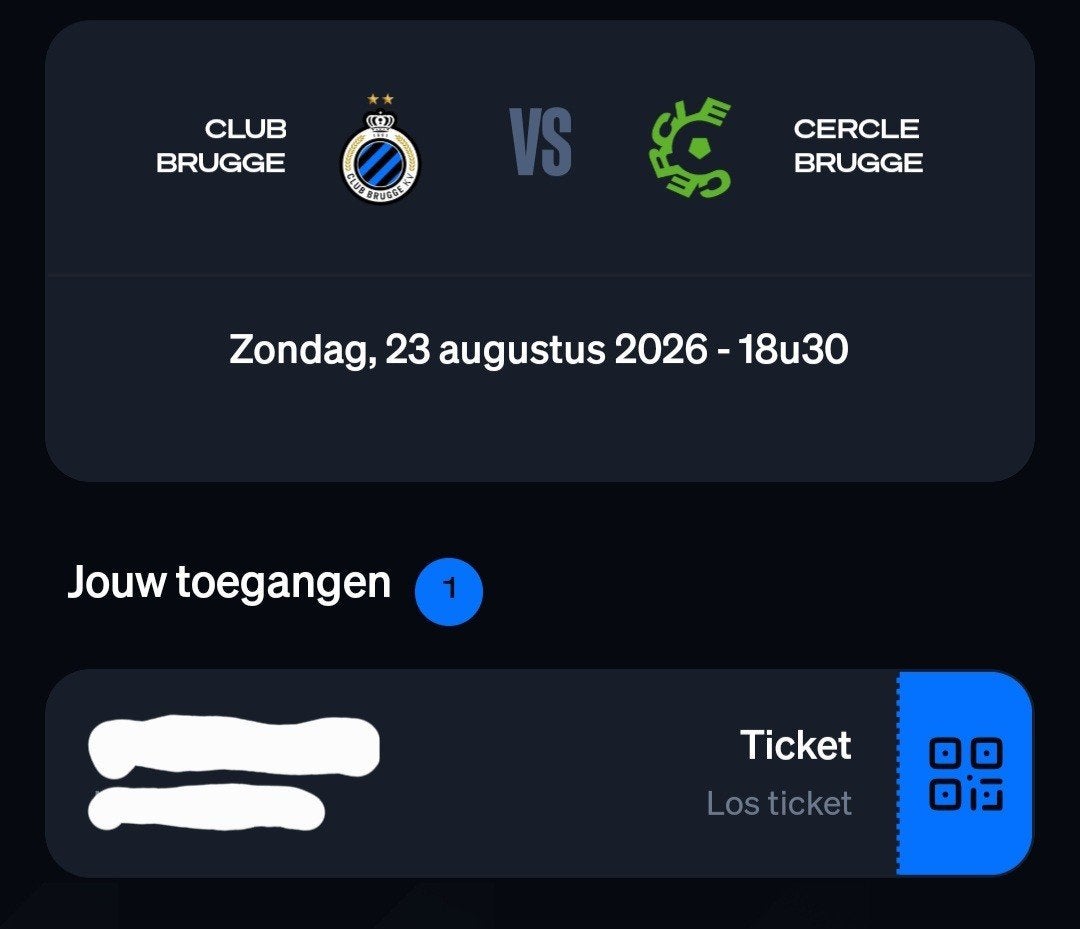 1 ticket club brugge cercle, Ophalen of Verzenden, Nieuw