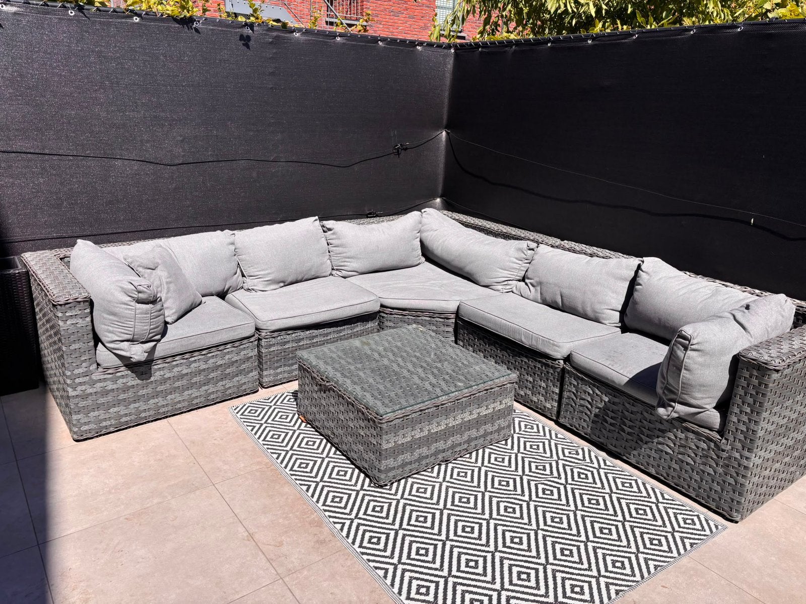 Loungeset + tafel, Ophalen, 5 zitplaatsen, Kunststof, Gebruikt