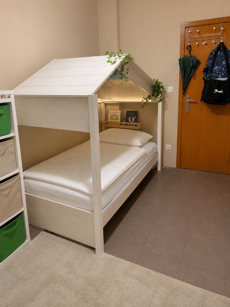 Huisbed / kinderbed te koop – zeer mooi en stevig, Ophalen, 90 cm, Eenpersoons, Wit