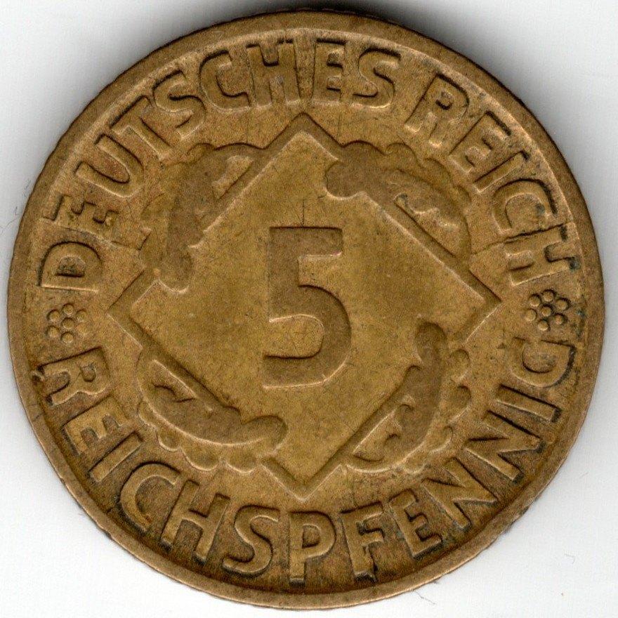 Duitsland : 5 Reichspfennig 1925 D KM#39 Ref 16637, Postzegels en Munten, Munten | Europa | Niet-Euromunten, Ophalen of Verzenden