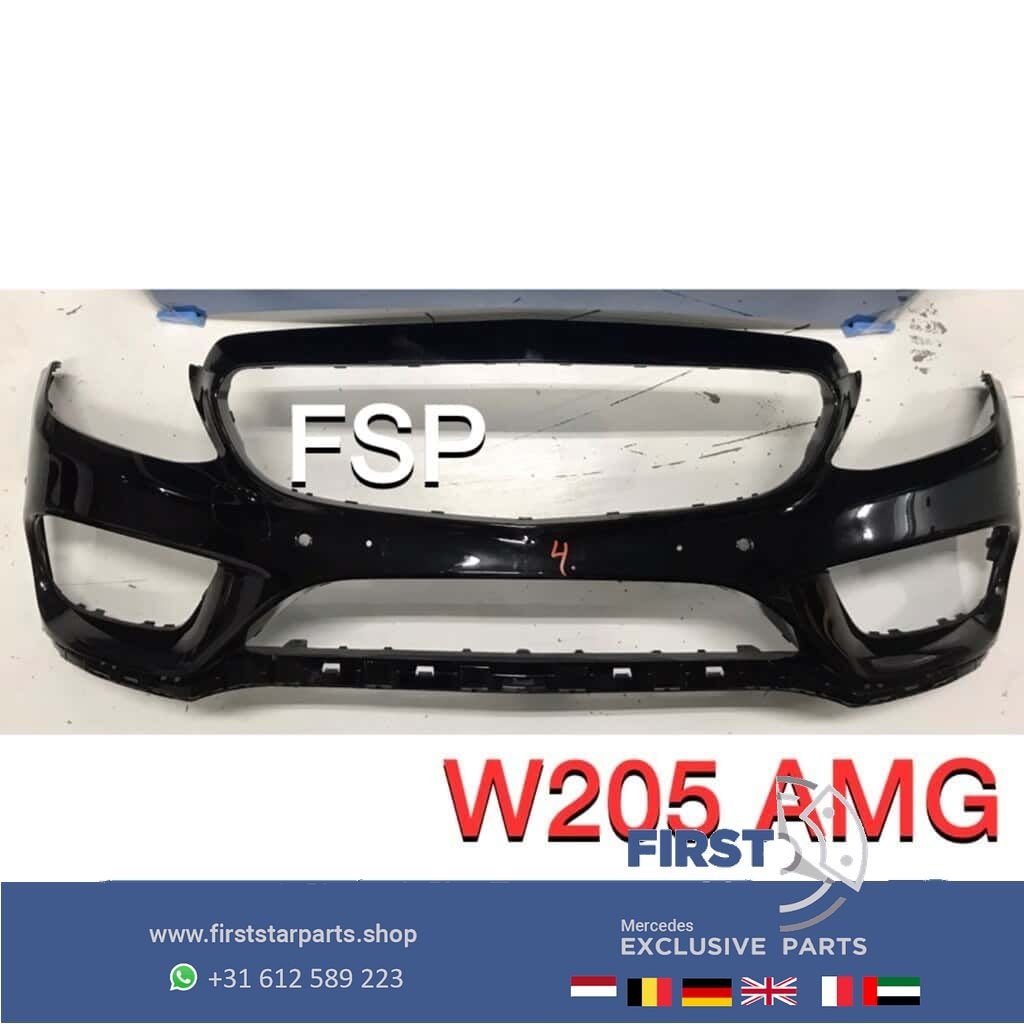 W205 AMG Voorbumper zwart Mercedes C Klasse 2014-2019 origin, Gebruikt, -, Voor, Ophalen of Verzenden