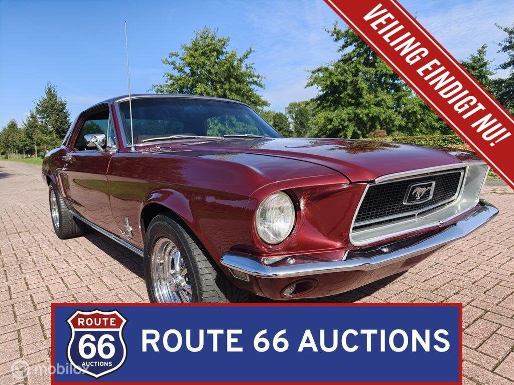 Ford Mustang Hardtop C-Code | 1968 | Route 66 Auctions, Auto's, Zwart, Bedrijf, Handgeschakeld, Overige carrosserie