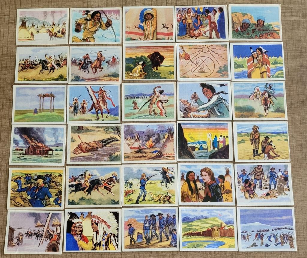 119 oude verzamelprentjes: Sitting Bull (Martougin), Collections, Enlèvement ou Envoi, Utilisé, Autres sujets/thèmes, Gravure