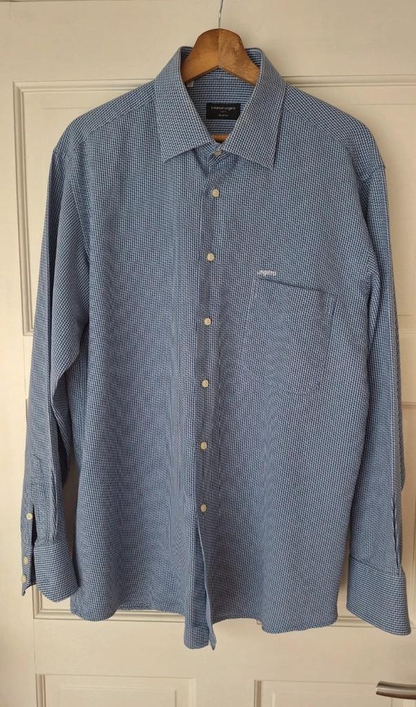 Herenhemd 'Emanuel Ungaro' - maat: 43, Ophalen, Blauw, Zo goed als nieuw, Halswijdte 43/44 (XL)
