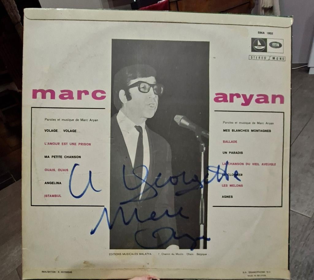Vinyle 33T dédicacé Marc Aryan, CD & DVD