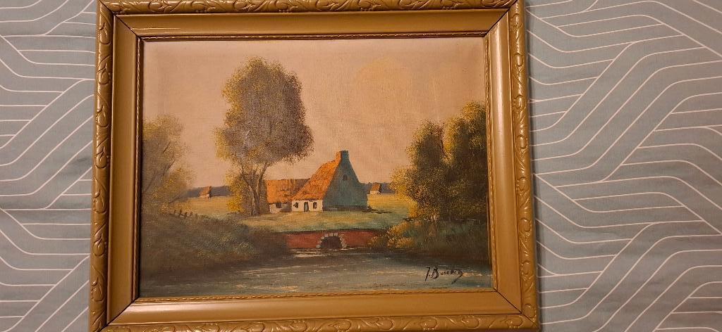 Oude schilderij op doek van J Bouten, Antiek en Kunst, Ophalen