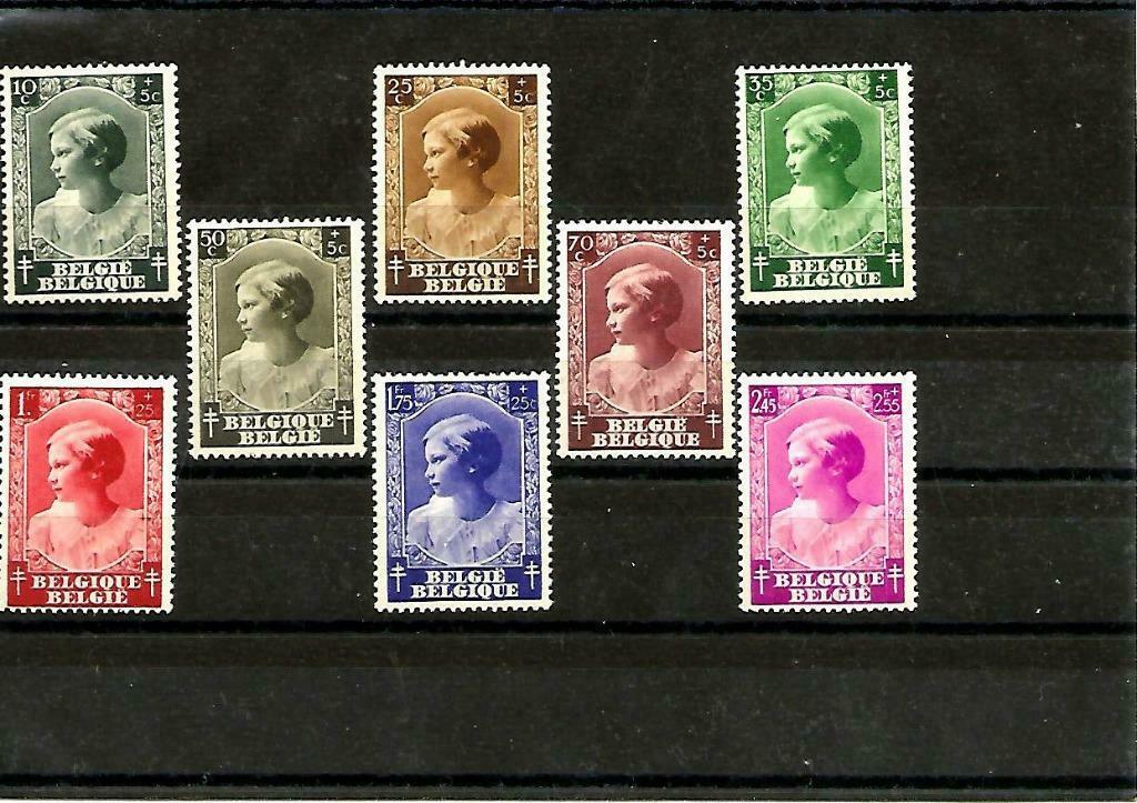 Belgiê 1937 Prinses Joséphine-Charlotte OBP 458/465**, Koninklijk huis, Orginele gom, Ophalen of Verzenden, Zonder stempel