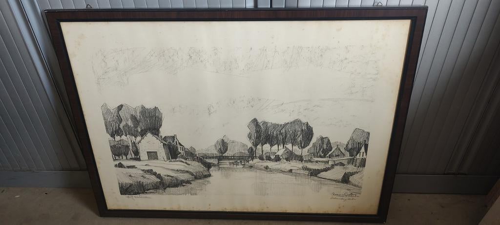 Dessin gravure lito Romain Goeters Daknambrug signé numéroté, Enlèvement ou Envoi