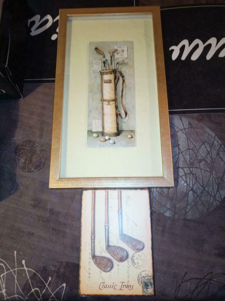 1 cadre et une plaque a suspendre "golf", Enlèvement, Comme neuf, Bois