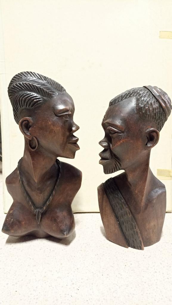 Bustes Afrikaans koppel, Antiek en Kunst, Ophalen