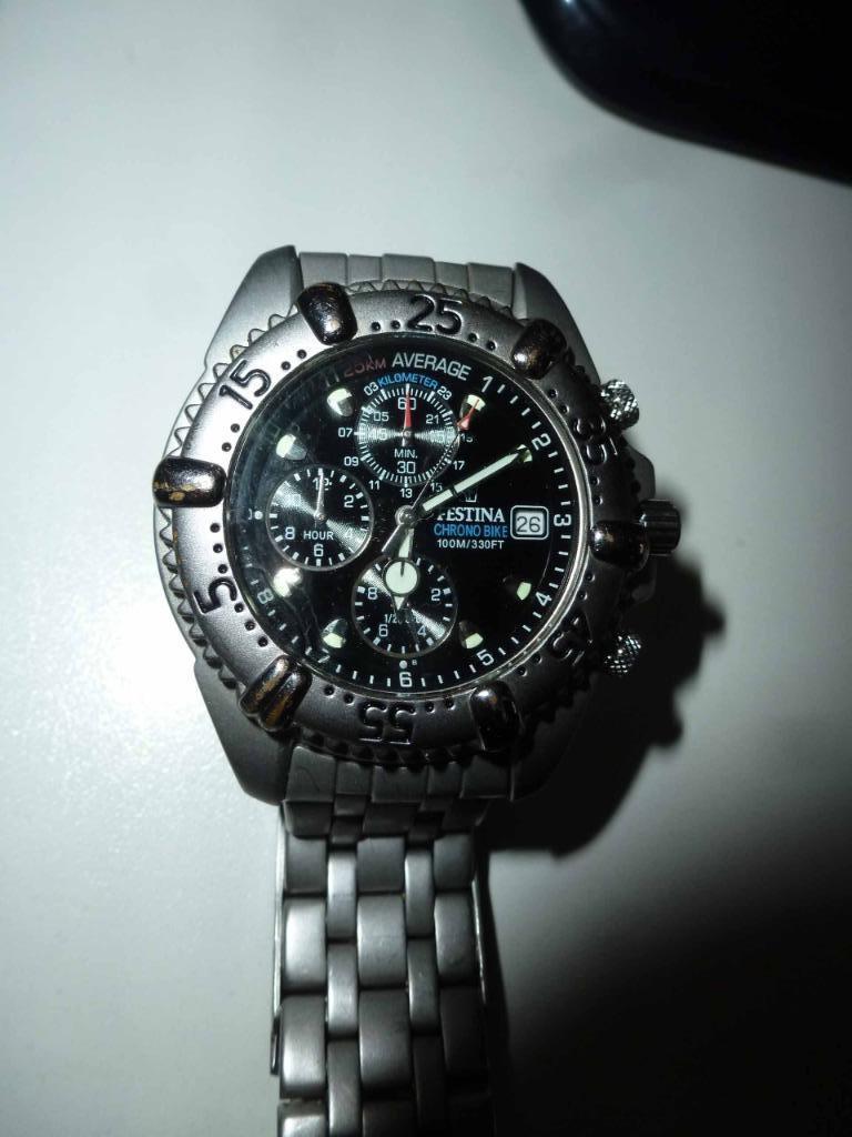 Festina Chrono Bike herenhorloge, Handtassen en Accessoires, Horloges | Heren, Gebruikt, Polshorloge, Overige merken, Staal, Staal