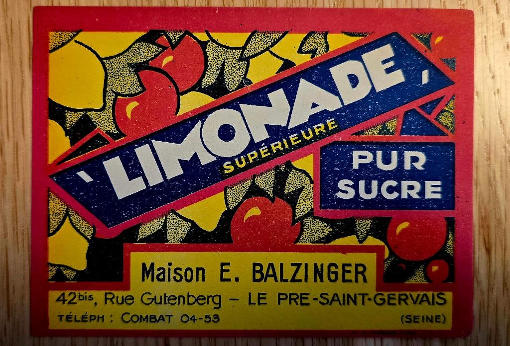 Balzinger Superior limonade Old label - Label 131, Verzamelen, Biermerken, Ophalen of Verzenden, Overige typen