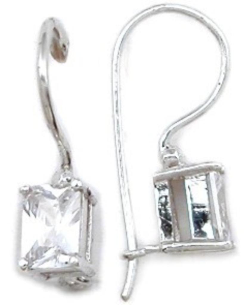 Zilveren oorbellen met zirkonia - emerald cut, Nieuw, Ophalen of Verzenden, Met edelsteen, Zilver