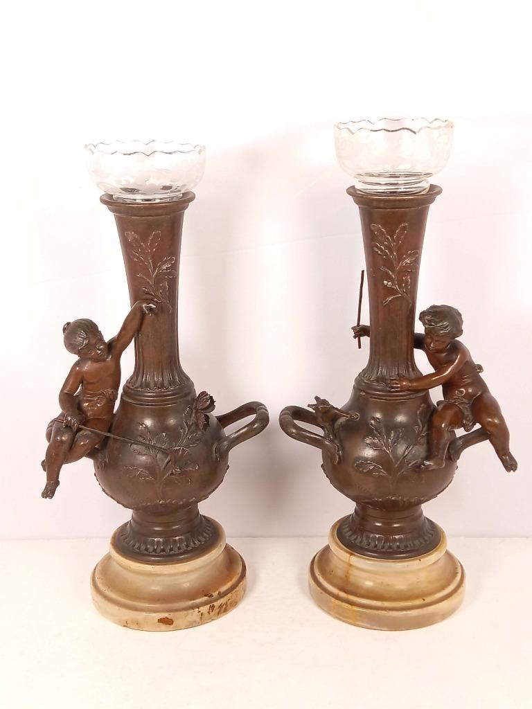 Vase / bougeoir avec verre taillé - d'après Ferrand Ernest, Antiek en Kunst, Antiek | Glaswerk en Kristal, Ophalen