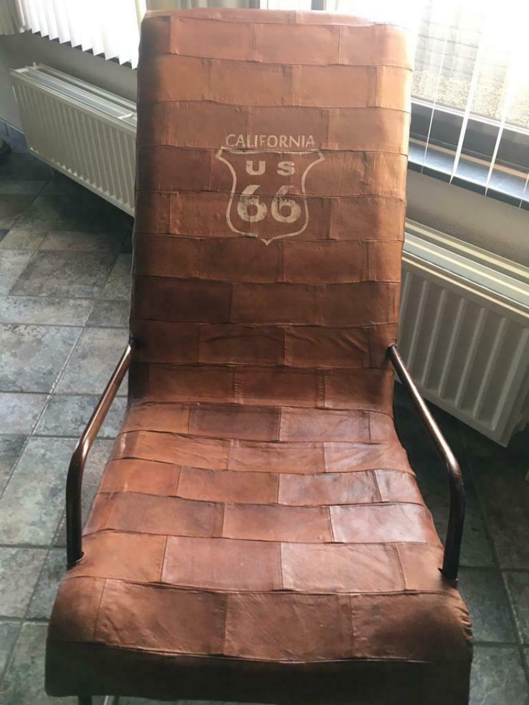 Schommelstoel leder, Ophalen, Bruin, Nieuw, Eén