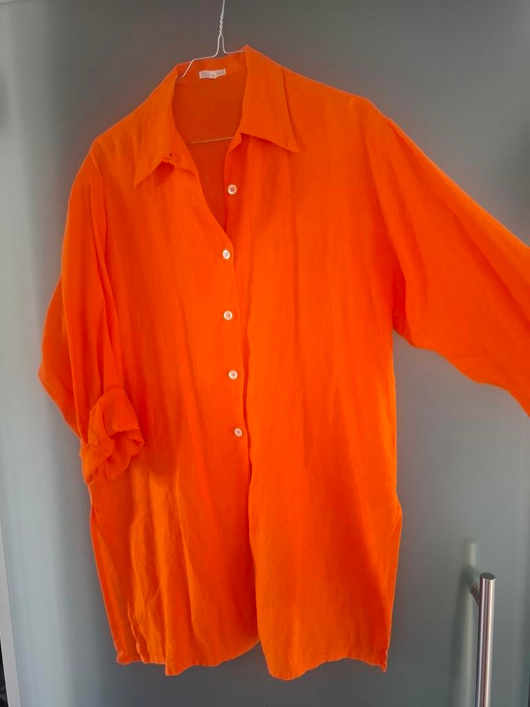 Olivier Strelli S oranje lang linnen hemd, Kleding | Dames, Olivier strelli, Zo goed als nieuw, Maat 36 (S), Oranje