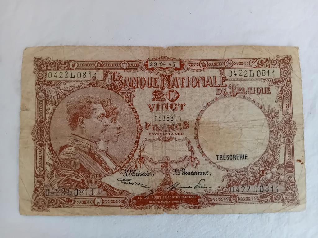 billet de 20 francs Belge 1947, Enlèvement ou Envoi, Billets en vrac