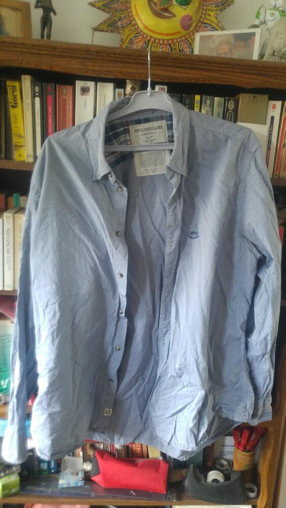 Vintage chemise jeans mcgregor green 2 Taille XL, Enlèvement ou Envoi, Porté, Bleu, Tour de cou 43/44 (XL)