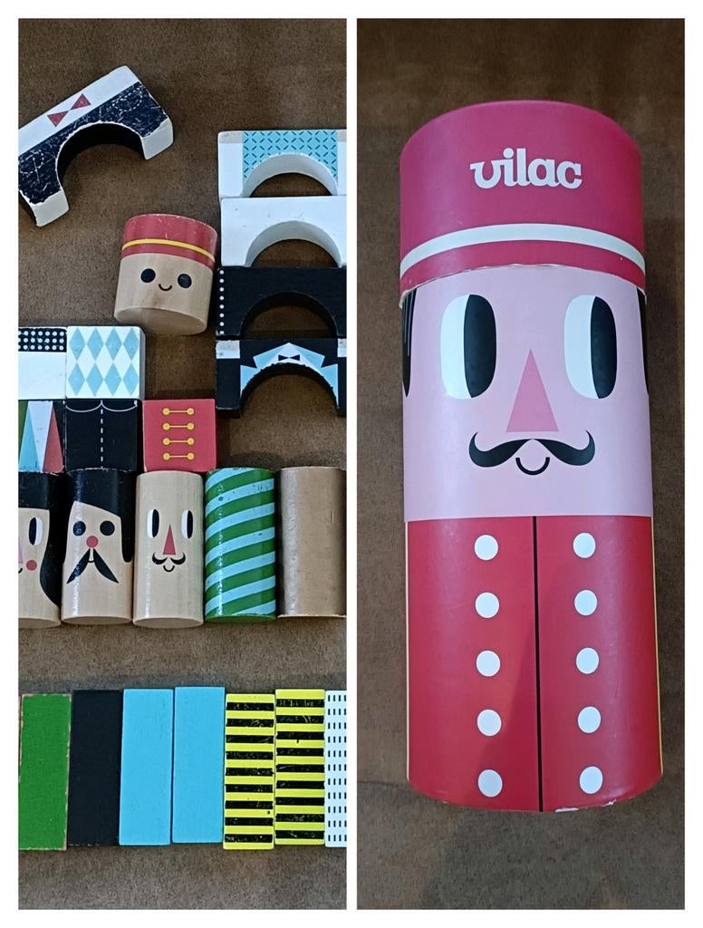 Vilac les bonhommes en cubes houten blokken, Kinderen en Baby's, Ophalen of Verzenden, Gebruikt, Overige typen