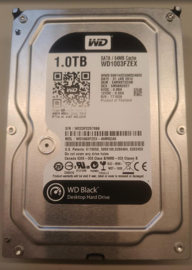 SATA HDD Western Digital Black 1TB, Computers en Software, Harde schijven, Zo goed als nieuw, Desktop, Intern, HDD, SATA, Ophalen of Verzenden