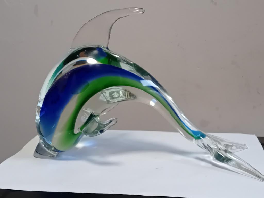 Grote sculptuur van een Murano-dolfijn, Ophalen of Verzenden