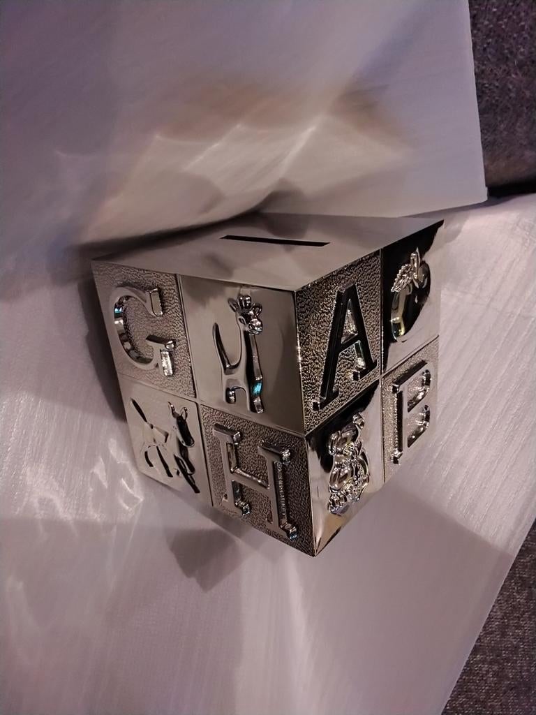 Tirelire Cube Block en métal argenté et laqué Zilverstad, Enlèvement ou Envoi, Neuf