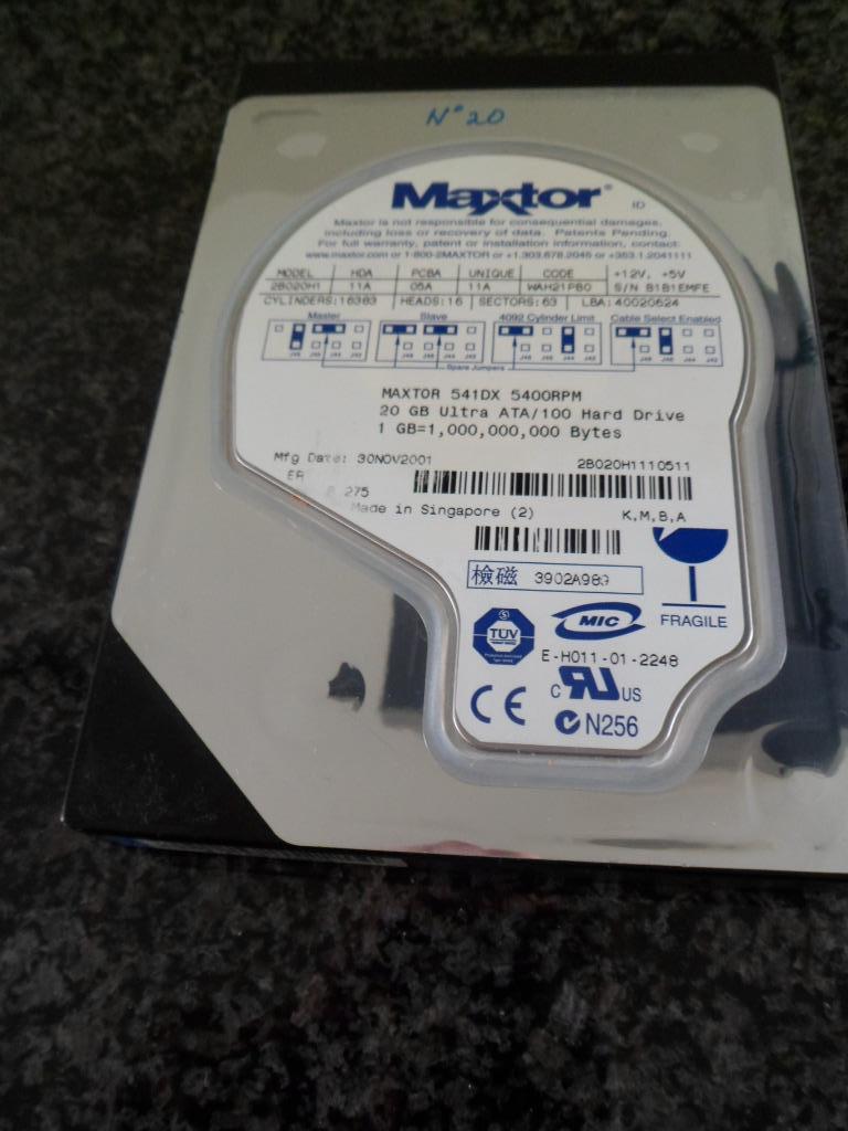 Harde Schijf Maxtor, 20GB, 541DX 2MB Cache, 3.5Inch, 5400RPM, Computers en Software, Harde schijven, Maxtor, Intern, HDD, Ophalen of Verzenden