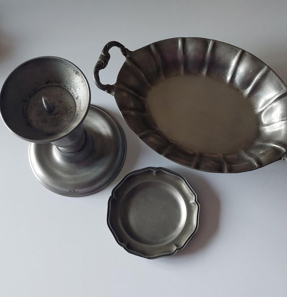 Tinnen kandelaar, Antiek en Kunst, Antiek | Tin, Ophalen