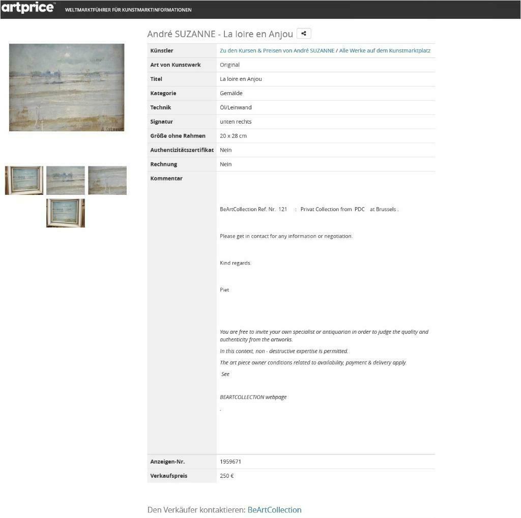 schilderij ref 121 Andre Suzanne Loire en Anjou a 200 euro, Ophalen
