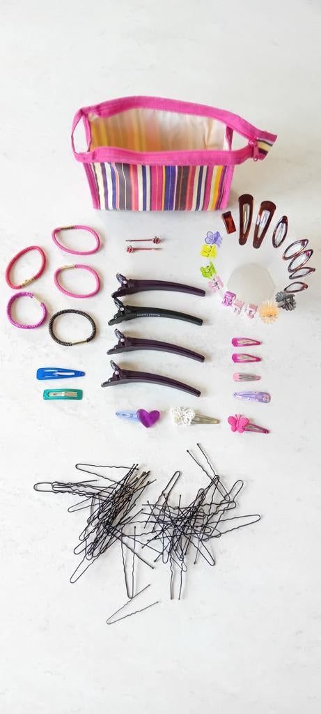 Lot d'accessoires de coiffure : pinces, élastiques, Bijoux, Sacs & Beauté, Beauté | Soins des cheveux, Enlèvement ou Envoi, Comme neuf