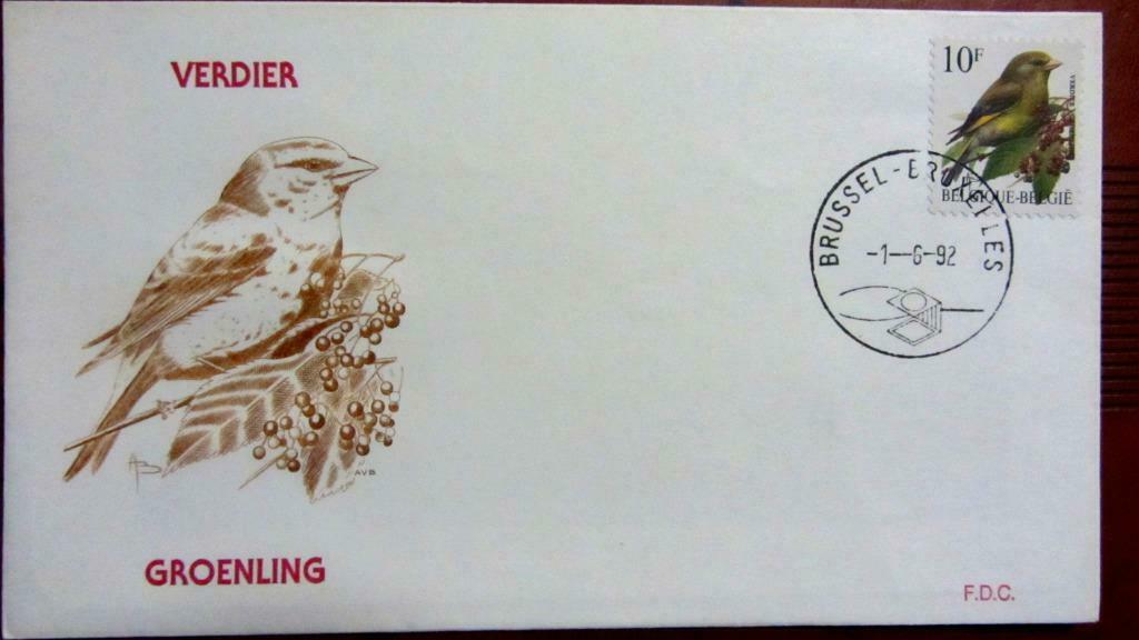 FIRST DAY COVER- VOGELS VAN BUZIN- DE GROENLING, Ophalen of Verzenden, Gestempeld, Dier of Natuur