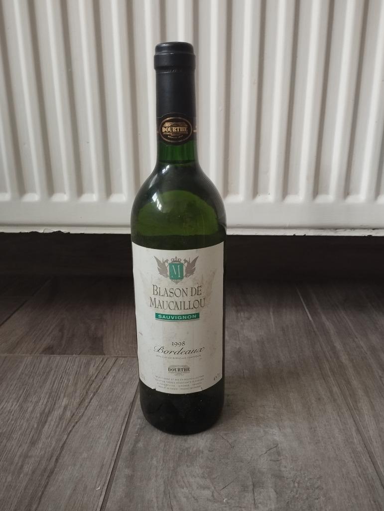 Vin Blason de Maucaillou Bordeaux 1998 blanc, Collections, Neuf, Enlèvement ou Envoi, Pleine, Vin blanc