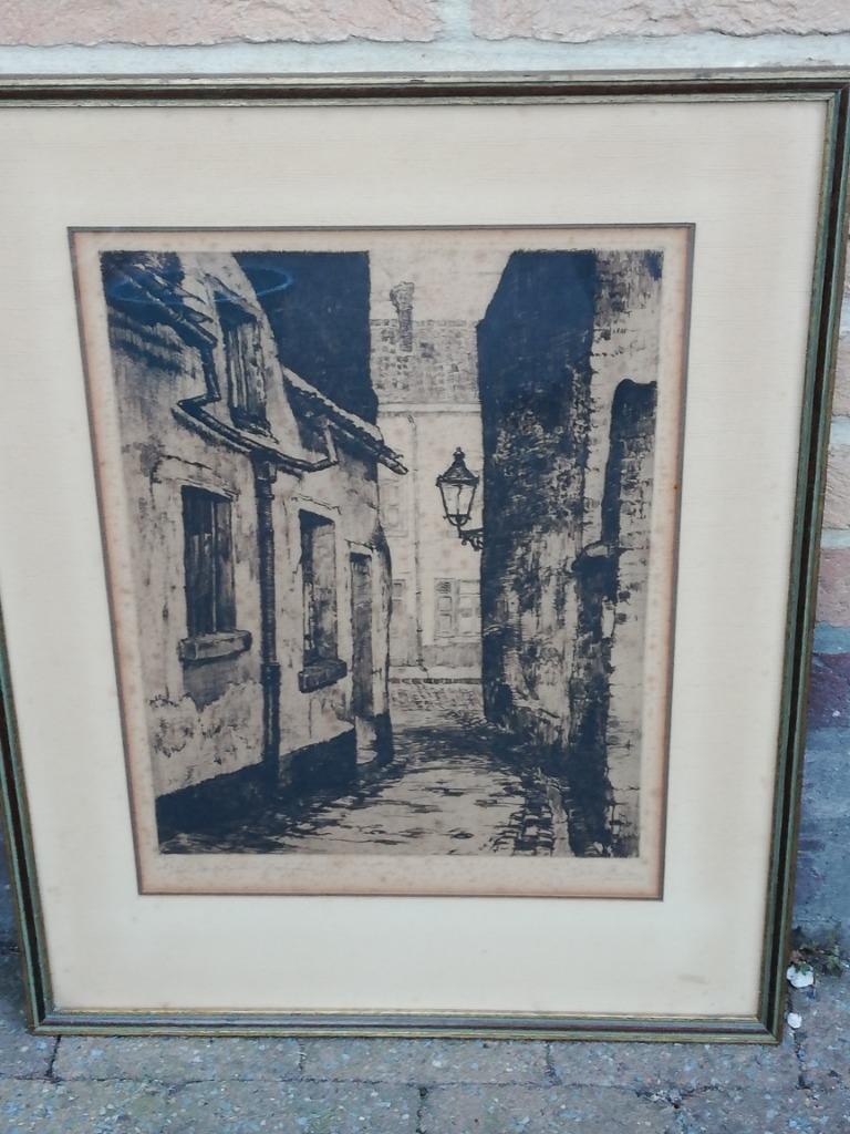 Rombaux ? ; 'Vieille ruelle à Anderlecht', gravure, Enlèvement ou Envoi